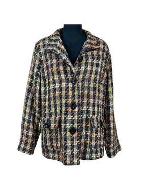 Erin London Multicolor Boucle Nubby Soft Button-Up Tweed Jacket Size XL